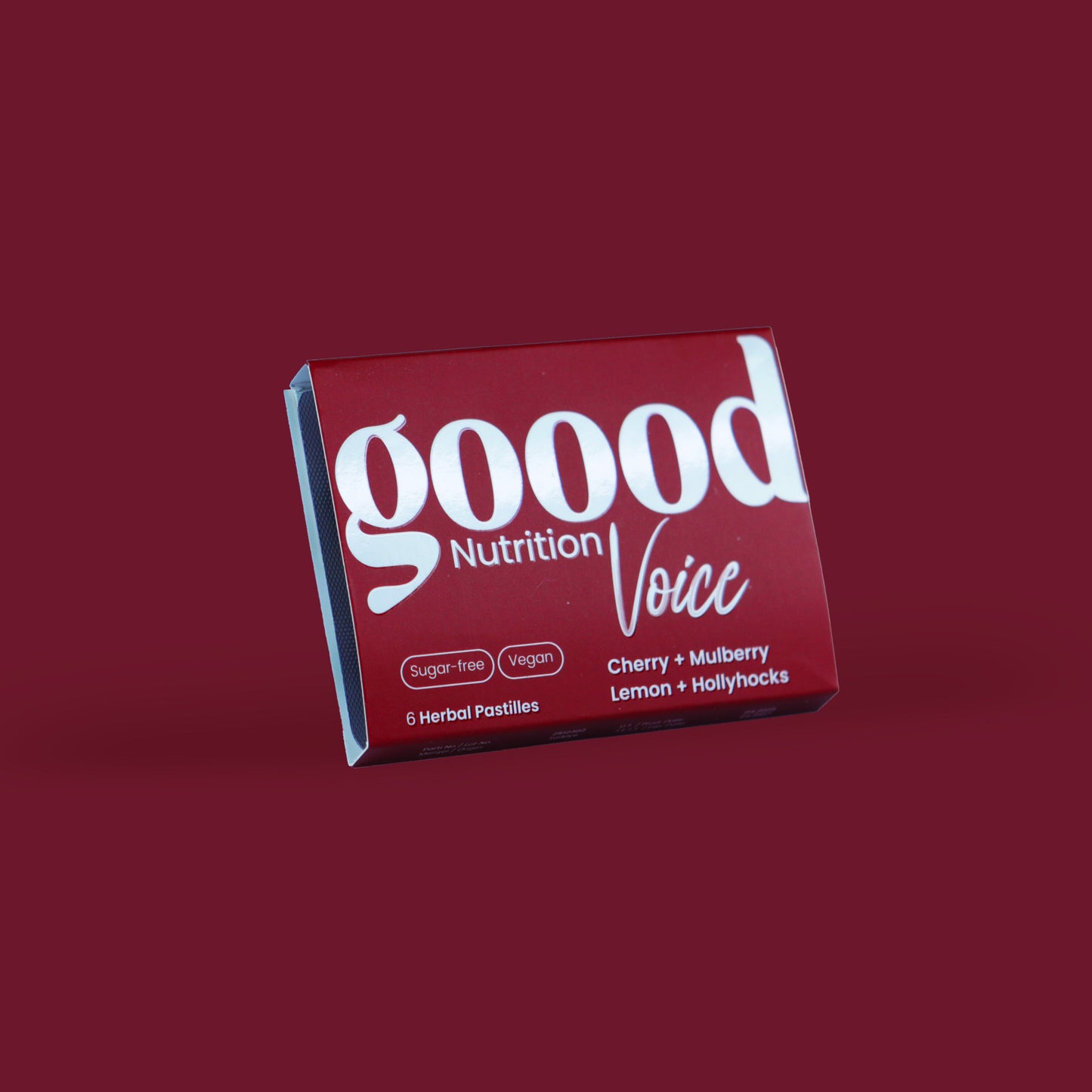 Red package of 'goood Nutrition' on a red background